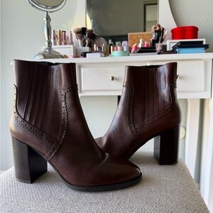 Geox New Genuine Leather Elegant Brown Leather Ankle Boots